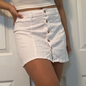 white denim button up mini skirt!